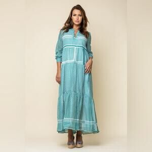 Vintage Ibiza Long Sleeve Cotton Maxi Dress Free Size